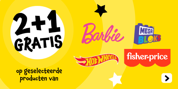 Profiteer van de actie 2+1 gratis op geselecteerde producten van Barbie, Mega Bloks, Hot Wheels & Fisher-Price